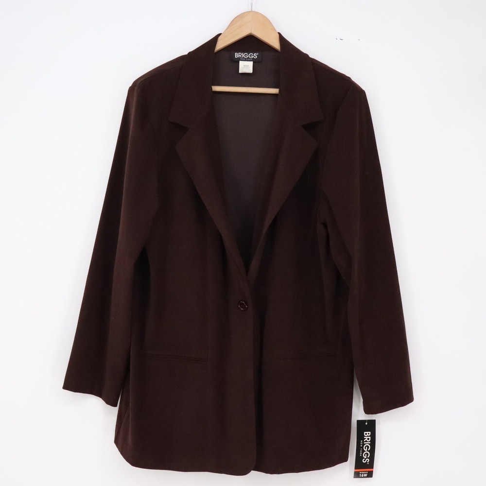 Briggs Blazer Womens 16W Stretch Brown Single Button Professional New
